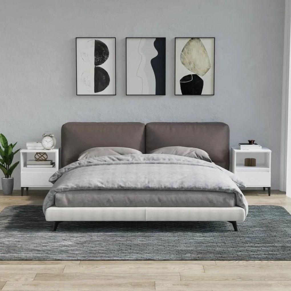 vidaXL Noptiere, 2 buc., alb, 40x35x50 cm
