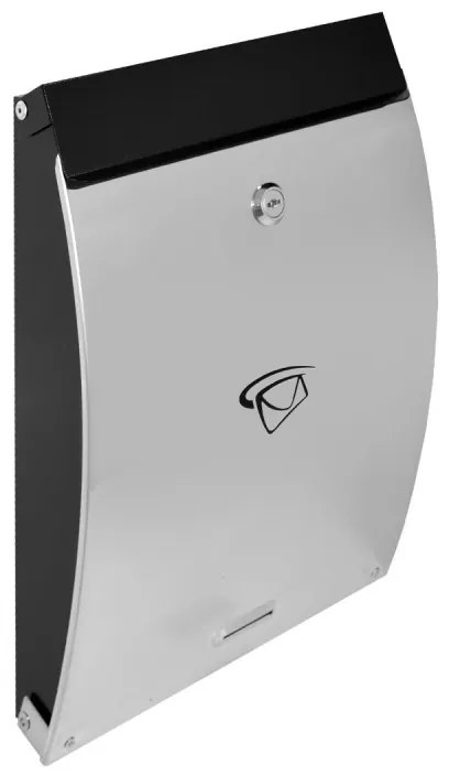 LUX16 cutie de scrisori, Neagră + oțel inoxidabil