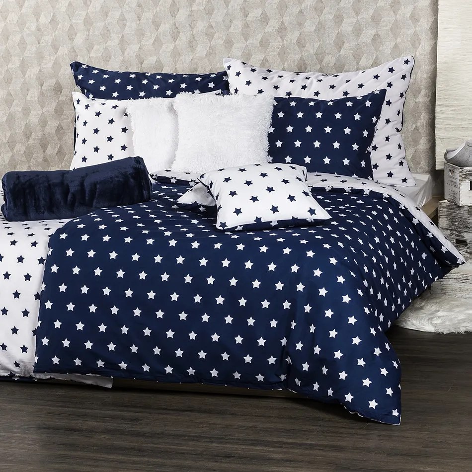 Lenjerie pat 2 pers. 4Home Stars Navy blue, 220 x 200 cm, 2 buc. 70 x 90 cm