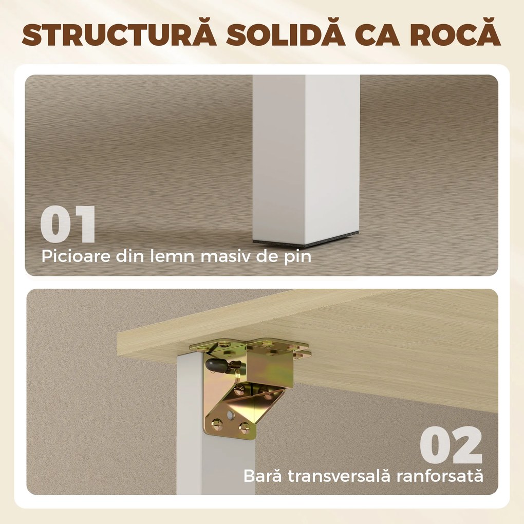 HOMCOM Masă Pliabilă pentru 6 Persoane cu 2 Sertare și 4 Rafturi | Aosom Romania