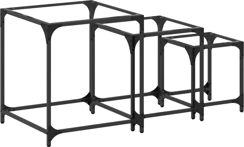 vidaXL Măsuțe de cafea suprapuse 3 buc. blat sticlă transparentă, oțel