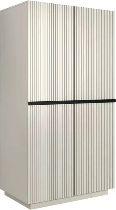 Dulap Nicole cu două uși cu sertar ascuns și mânere metalice 100 cm - cașmir / mânere negre