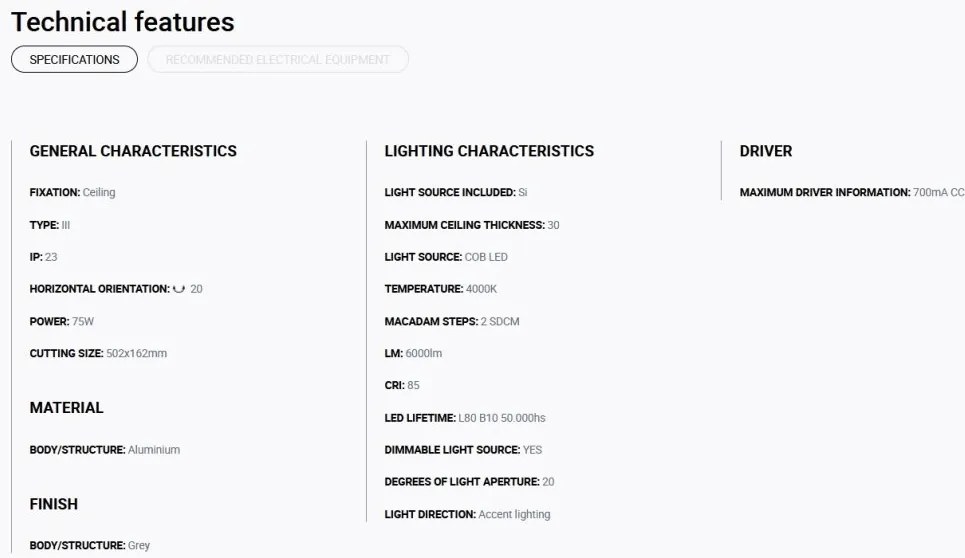 Spot LED incastrabil COLIN-3 Grey recessed 72-108W 4000K 20°