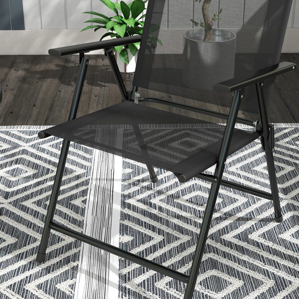 Outsunny Set de Exterior din 3 Piese cu Masă cu Blat din Sticlă și 2 Scaune Pliabile din Plasă, Ф45x50 cm, Gri Deschis | Aosom Romania