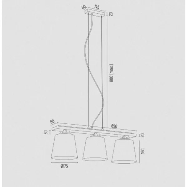 Lustră pe cablu ARDEN 3xE27/15W/230V Argon 6250
