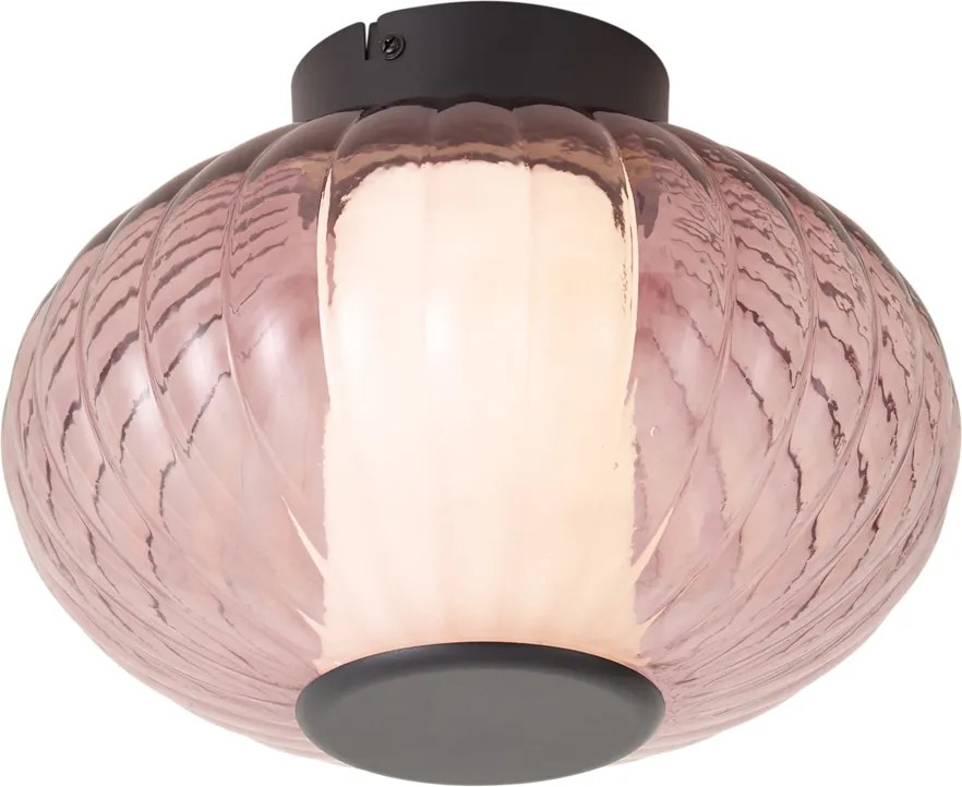 Plafonieră de design neagră 28cm cu sticlă mov incl. LED cu 3 trepte de intensitate luminoasă - Margherite