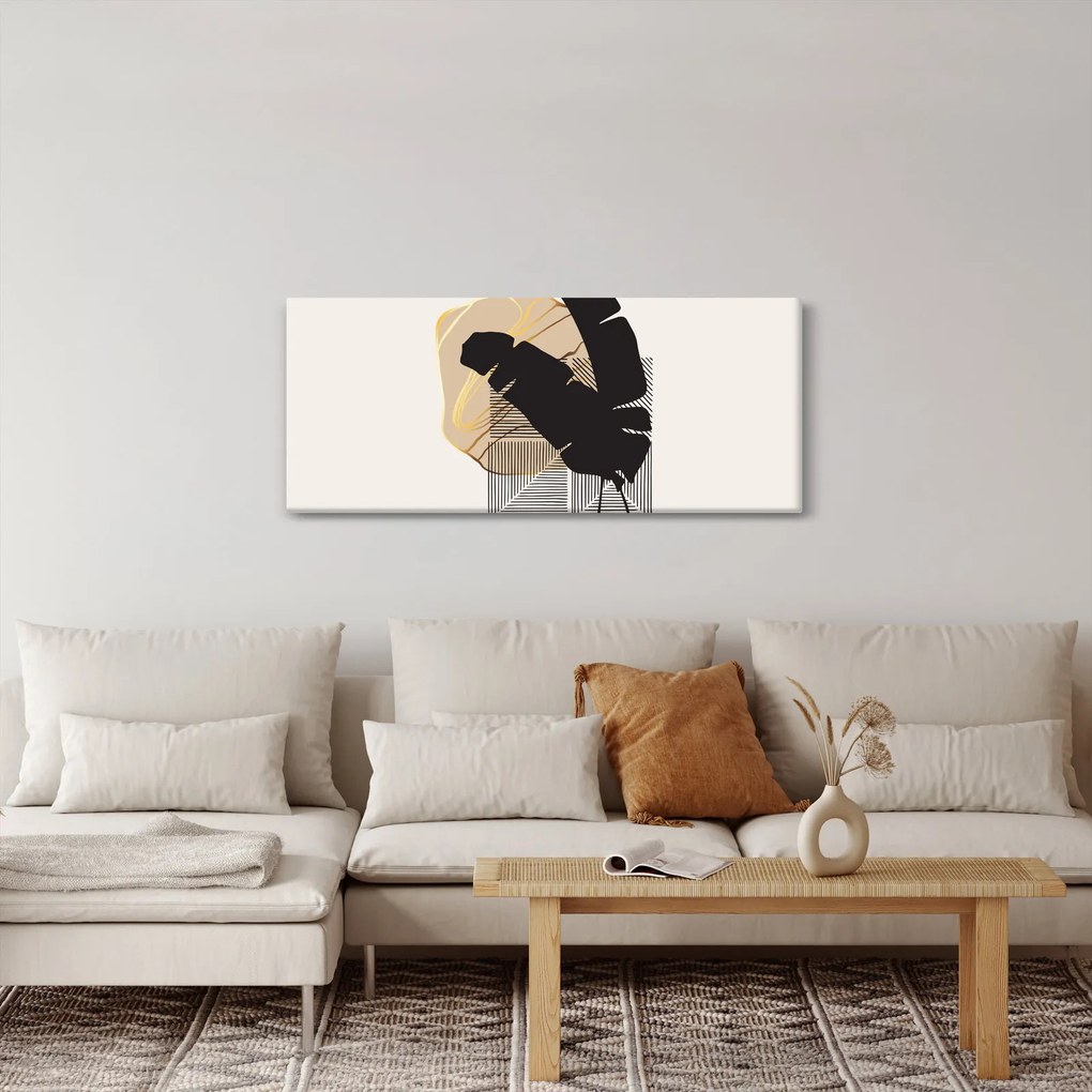 Tablou - Abstracție cu frunze tropicale N⁰4 (120x50 cm)