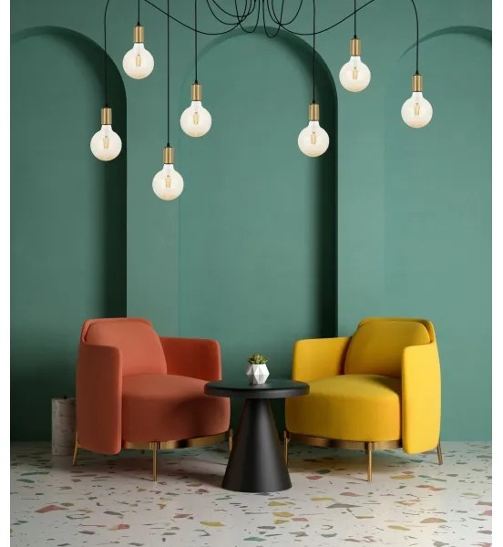 Lustră pe cablu MIROS 7xE27/60W/230V neagră/aurie