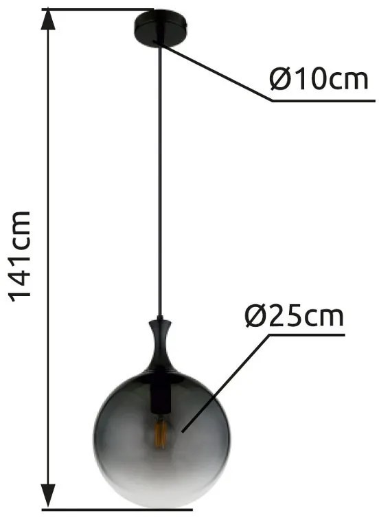Pendul design modern DALTON negru/fumuriu