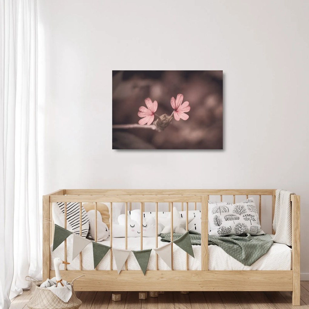 Tablou pe sticlă cu floare roz (70x50 cm)