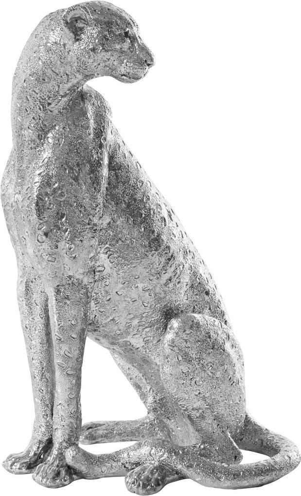 Statueta Leopard argintiu 26,5/16,5/40,5 cm