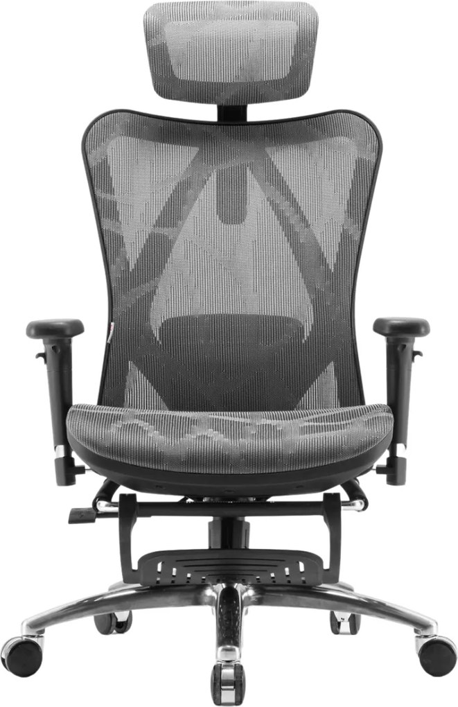 Scaun ergonomic SIHOO M57B, Suport lombar 2D, Cotiera 3D, Tetiera reglabila, mecanism inclinare/blocare in 3 pozitii, suport picioare, Mesh, Gri/Negru