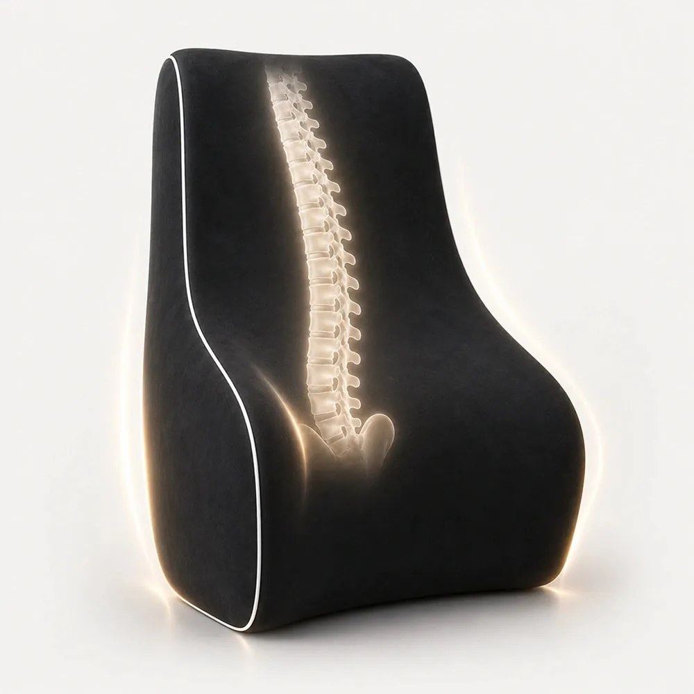 Perna lombara memory foam ORTO SPINAL, husa catifea, Negru