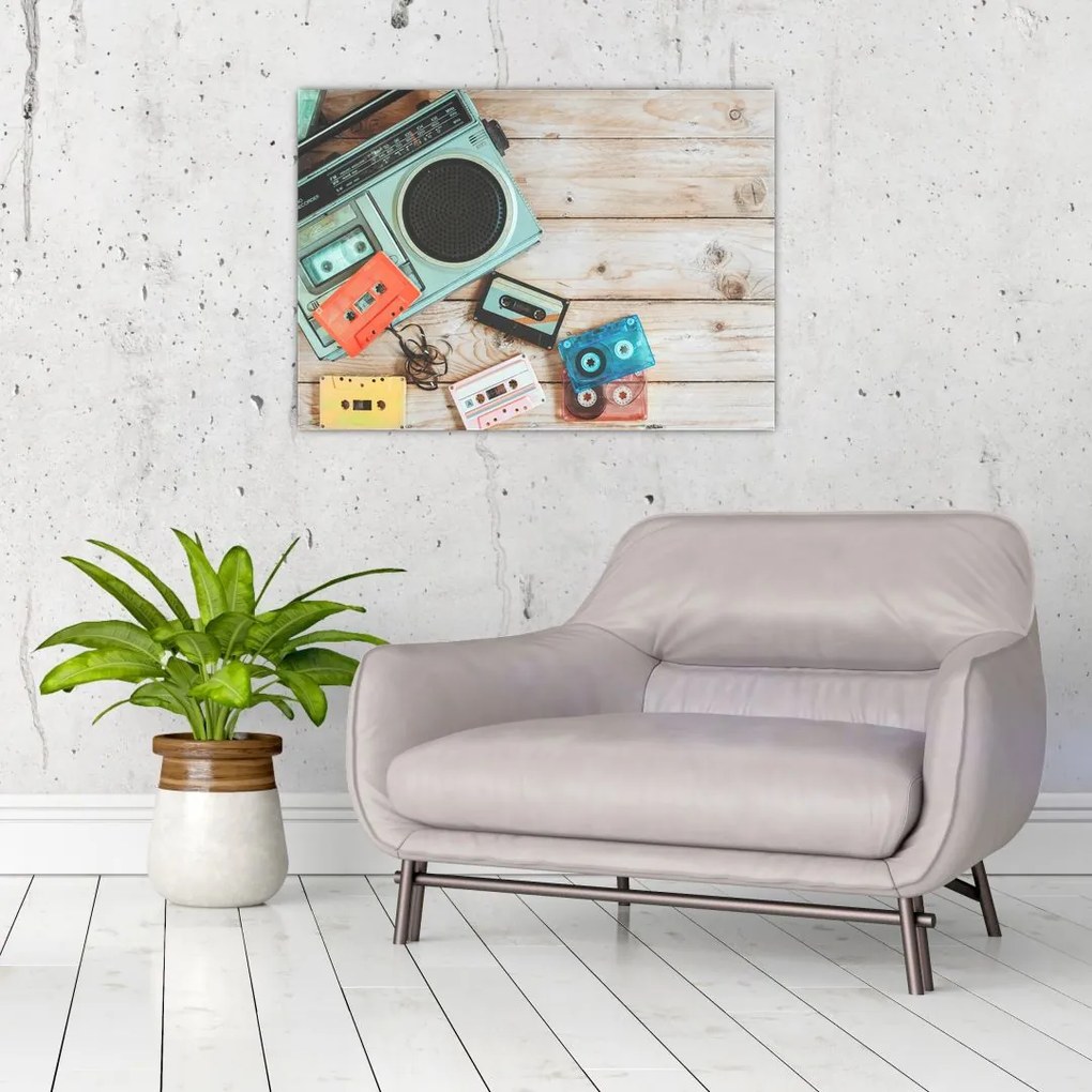 Tablou pe sticlă - Radio retro (70x50 cm)