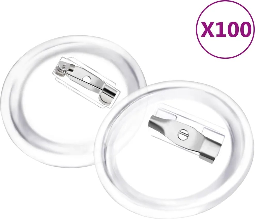 vidaXL Set de ecusoane cu ac, 100 seturi, 25 mm, acril