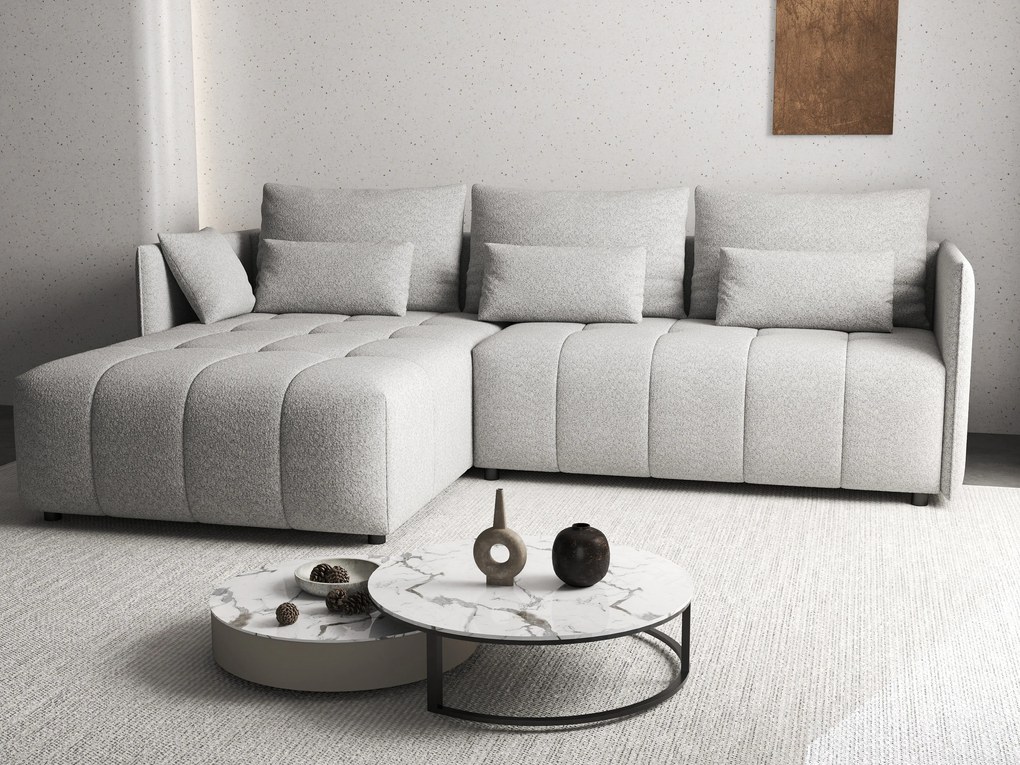 Colțar extensibil dumonde cu ladă de depozitare si sezut confortabil din spuma high-density, Malta Euphoria Dove II 235x185 cm