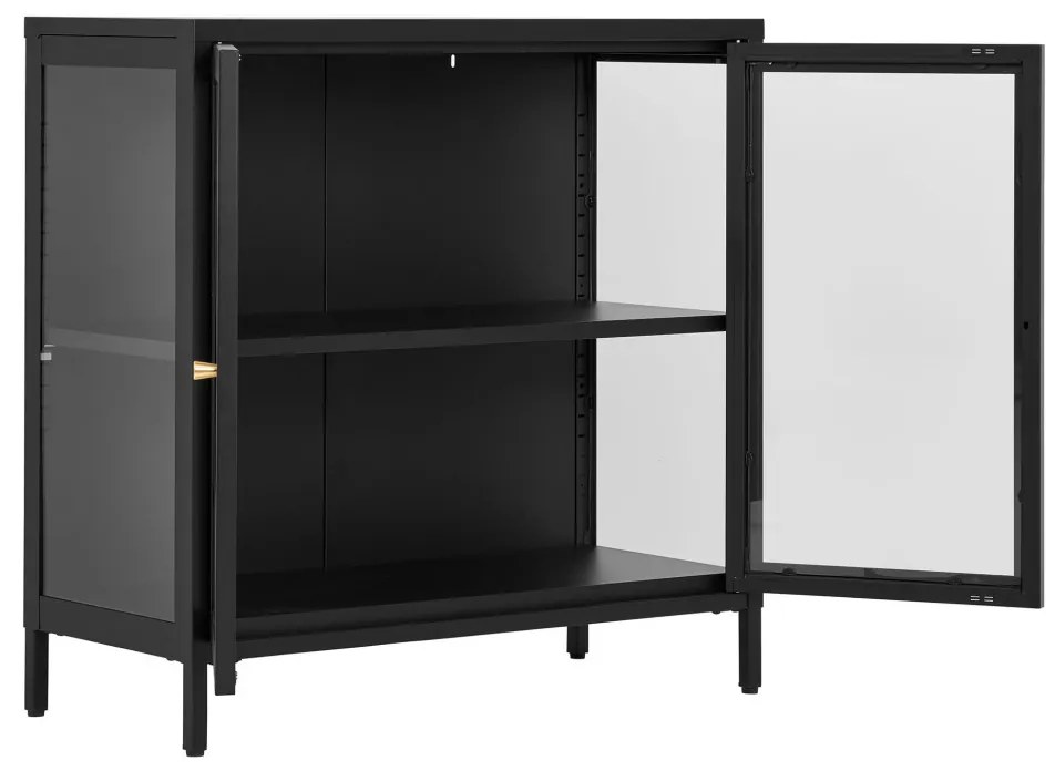 Vitrină Dalby, 2 uși, oțel, negru 80x35x80 cm