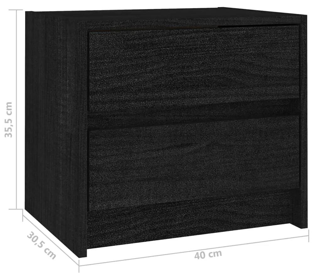 Noptiera, negru, 40x30,5x35,5 cm, lemn masiv de pin 1, Negru