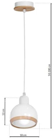 Lustră pe cablu OVAL 1xE27/60W/230V albă