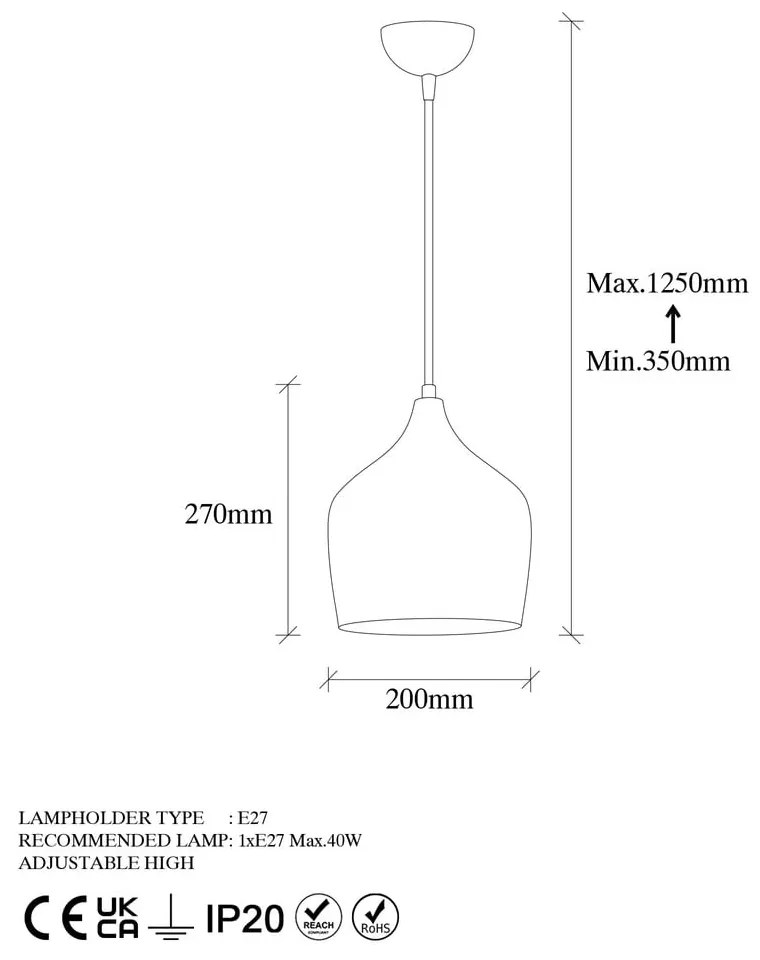 Lustră arămie cu abajur din metal ø 20 cm Murek – Opviq lights