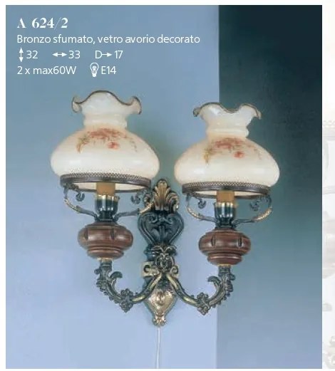 Aplica de perete design italian din alama cu lemn 624