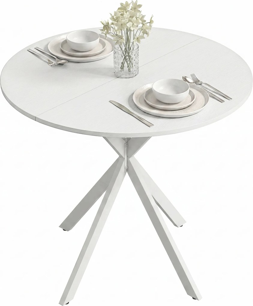 HOMCOM Masă Da Dining Rotund Stil Industrial Con Picioare în X Ø80x75 cm | Aosom Romania