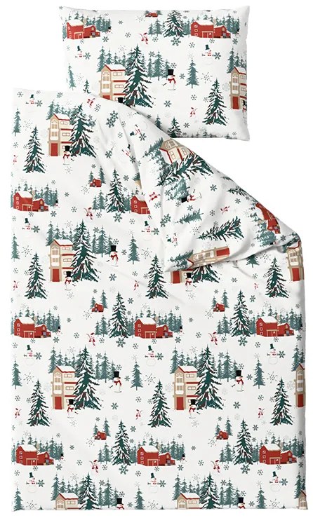 Lenjerie de pat din bumbac SNOWY HOUSES alb Dimensiune lenjerie de pat: 70 x 90 cm | 140 x 220 cm