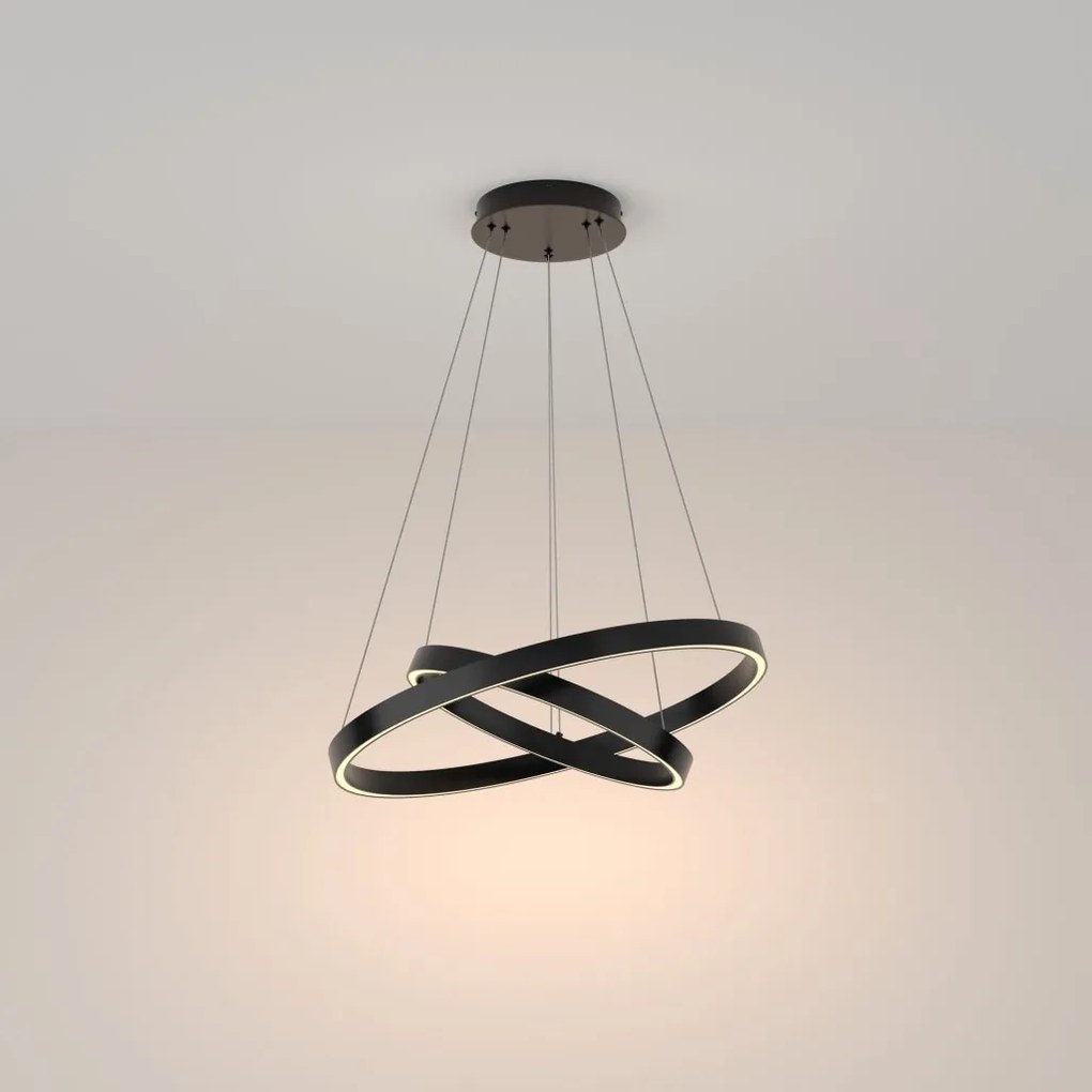 Lustra LED suspendata design modern Rim negru 60cm, 3000K