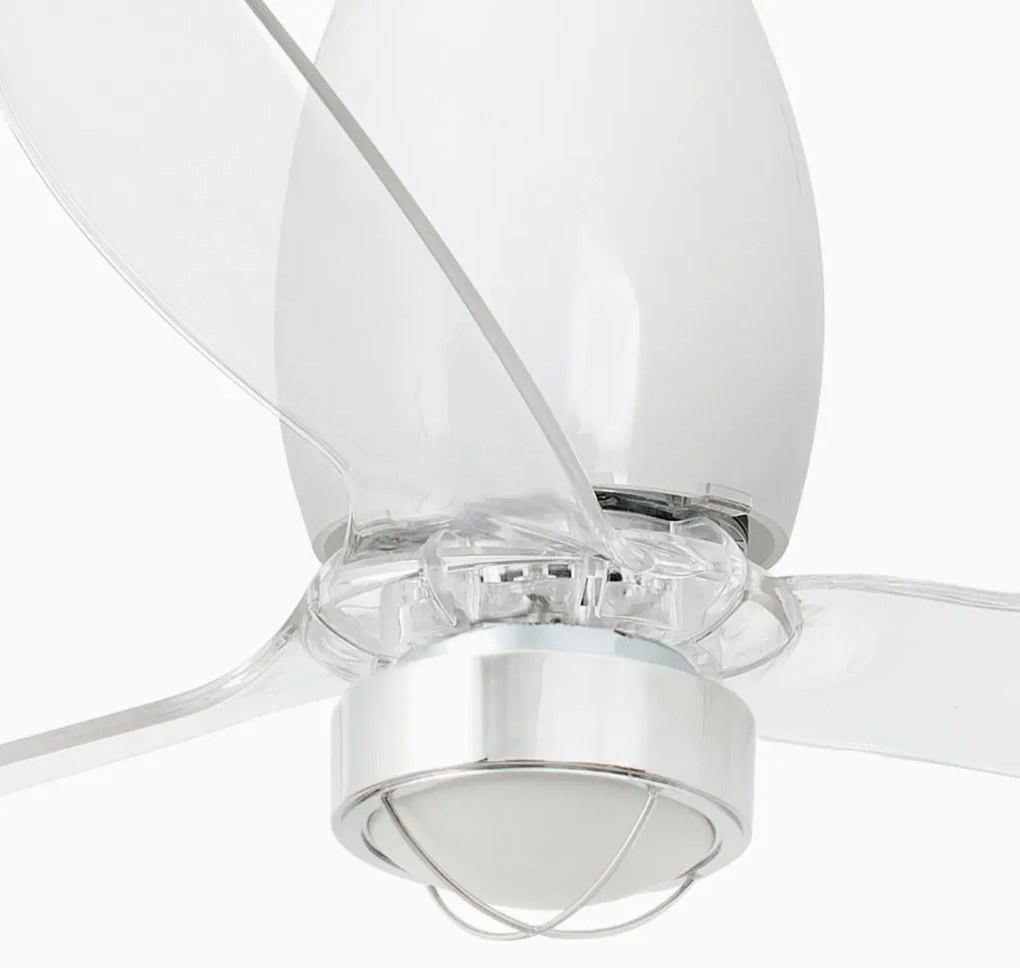 Lustra cu Ventilator si telecomanda ETERFAN M LED alb/transparent