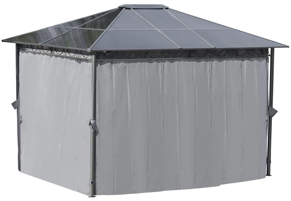 Foisor pentru gradina 3.6x3 m cu acoperis din policarbonat anti-UV, structura din otel si aluminiu si pereti laterali, gri