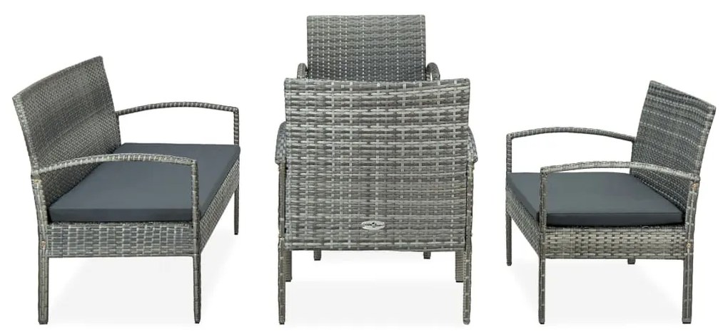45790 vidaXL Set mobilier de grădină cu perne, 5 piese, gri, poliratan