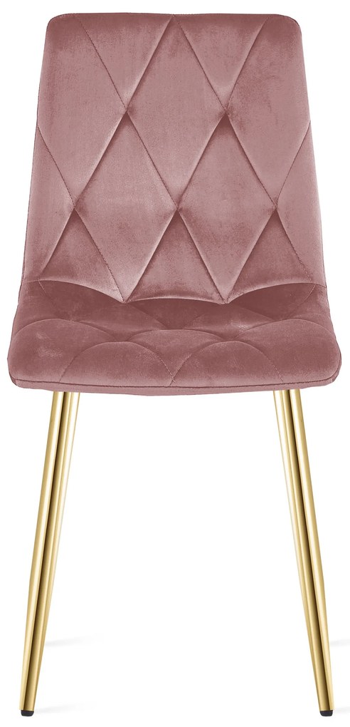 Roz scaun bucatarie LIBRA din catifea cu picioare aurii