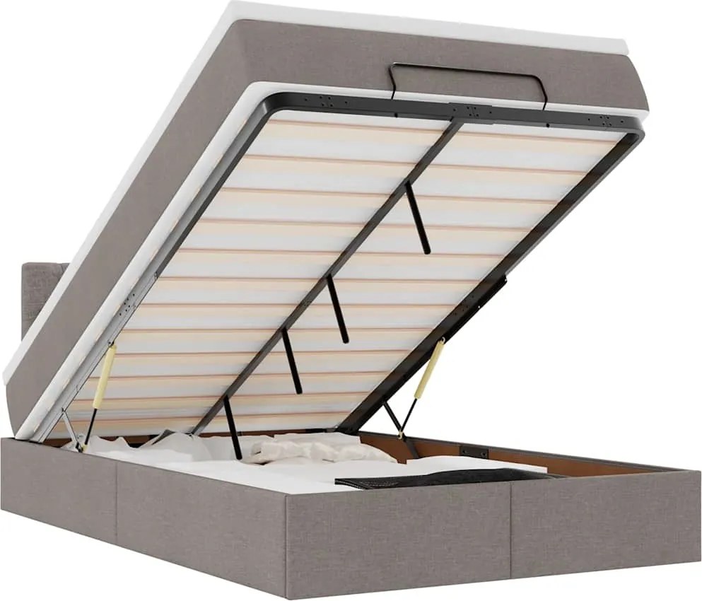 vidaXL Cadru de pat otoman cu saltea Taupe 120x190 cm Material