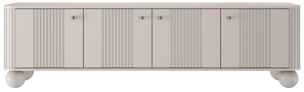 Comodă TV Vesper 4D 187 cm - cașmir / mânere aurii / picioare sferice