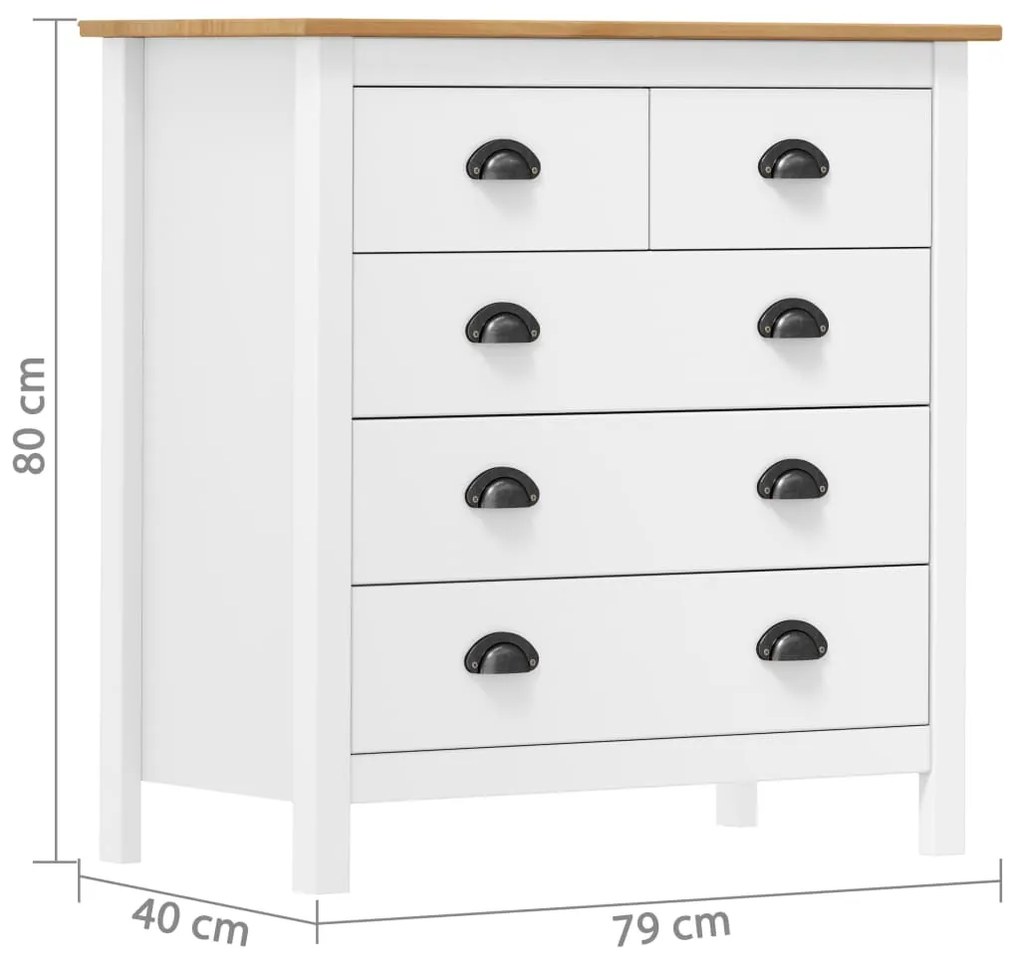 Servanta Hill Range, alb, 79 x 40 x 80 cm, lemn masiv de pin 1, Alb si maro, 79 x 40 x 80 cm