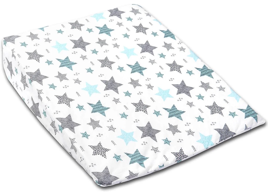 Perna antireflux  XXL cu husa detasabila din bumbac 70x58 cm Kidizi All Mint Stars