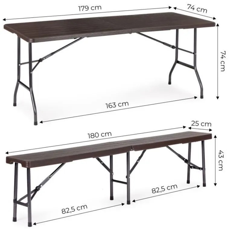 Set catering masă + 2 bănci 180cm Wooden Brown