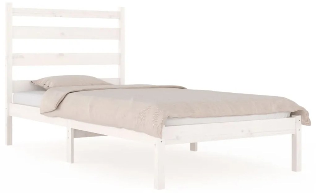 3103609 vidaXL Cadru de pat 2FT6 Small Single, alb, 75x190 cm, lemn masiv pin