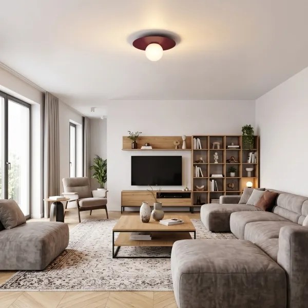 Plafonieră FLAT 1xE27/15W/230V, diam. 35 cm, burgund