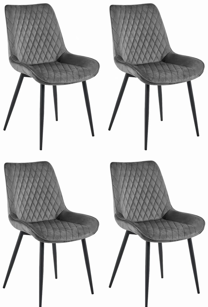 Set Scaune 4 Bucatarie/Dining Rokko Gri Inchis Catifea