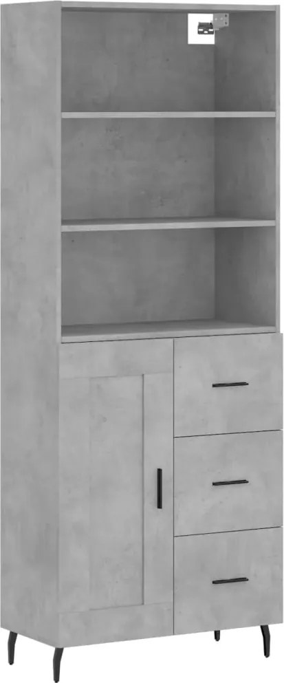 vidaXL Dulap înalt, gri beton, 69,5x34x180, lemn compozit
