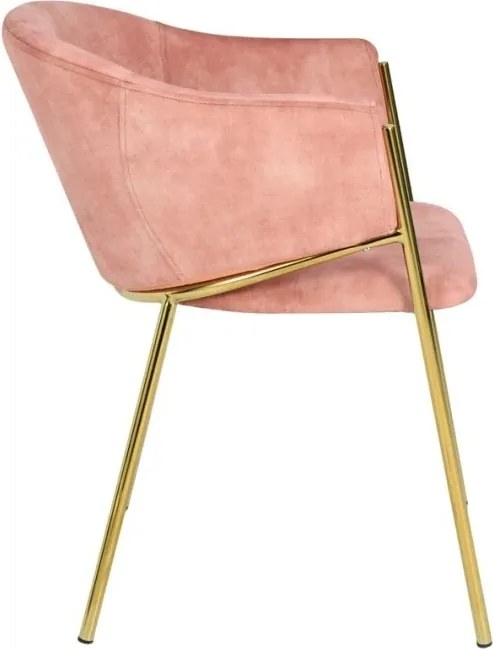 Set de 2 scaune aspect retro, Metal Auriu, Catifea Rose, NOBLESSE A-47583 VC