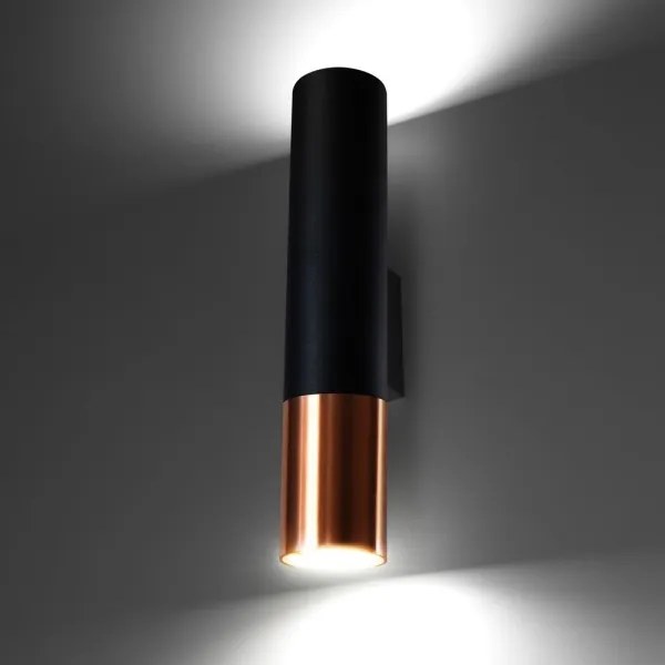 Aplică LOOPEZ 2xGU10/40W/230V neagră/cupru Sollux SL.0944