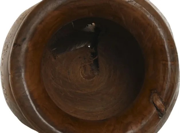 Vază decorativă, stil natural rustic, culoare natur, din lemn de tec, „Teak”