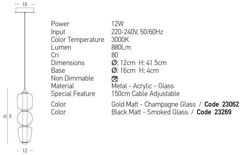 Lustra, Pendul design modern LED DECO auriu/ sampanie