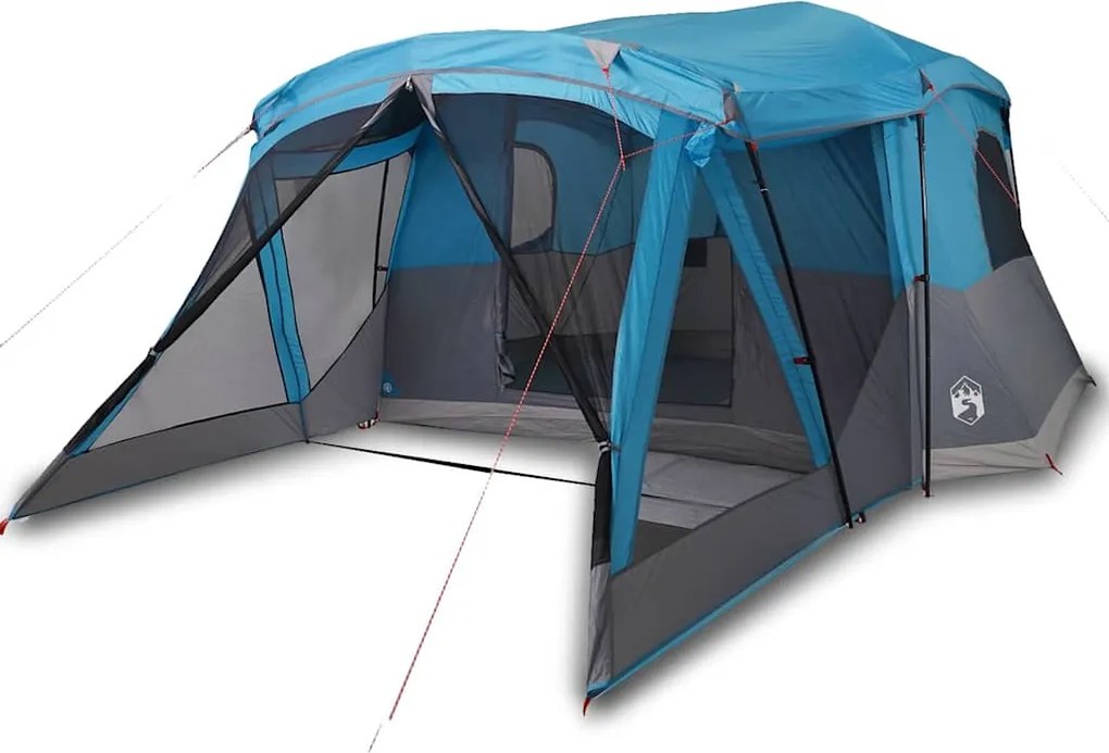 vidaXL Cort de camping cu verandă 4 persoane, albastru, impermeabil