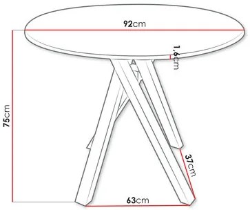 Masă sufragerie 92 cm Geratus 92 (Alb + Negru) (pentru 2-4 persoane). 1103529