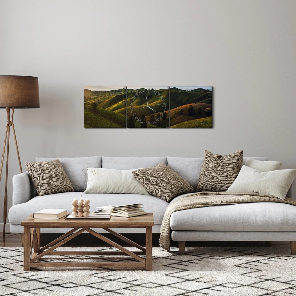 Tablou - Priveliște spre dealurile din Thailanda (cu ceas) (90x30 cm)