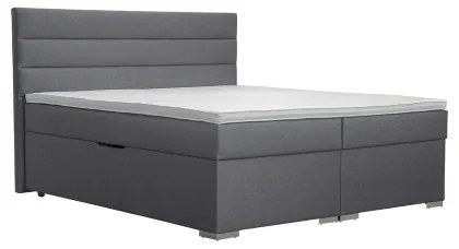 Pat tapițat NEW BOLERO 160x200 cm, cu spațiu de depozitare și saltele cu topper, gri