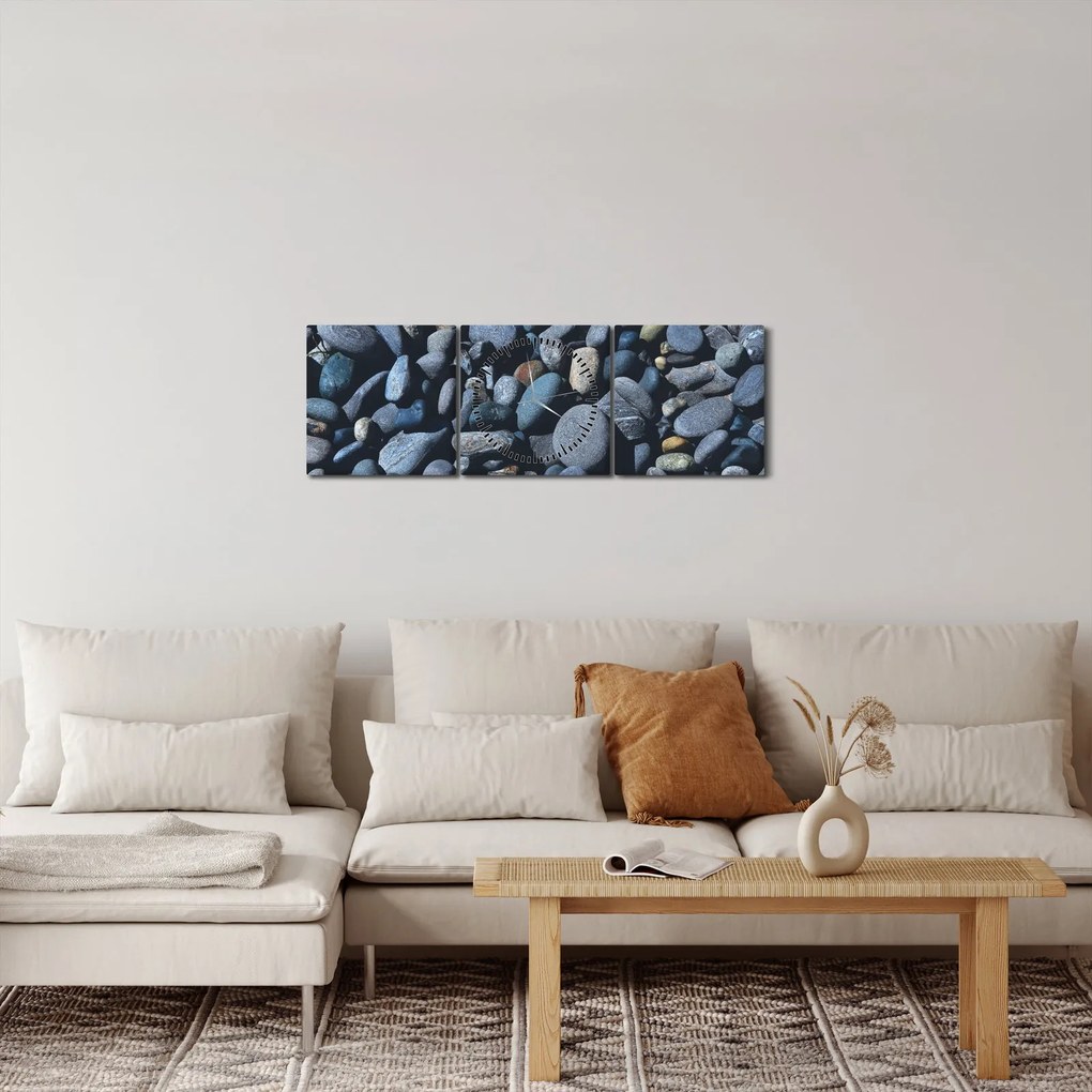 Tabloul cu pietre pe plajă (cu ceas) (90x30 cm)